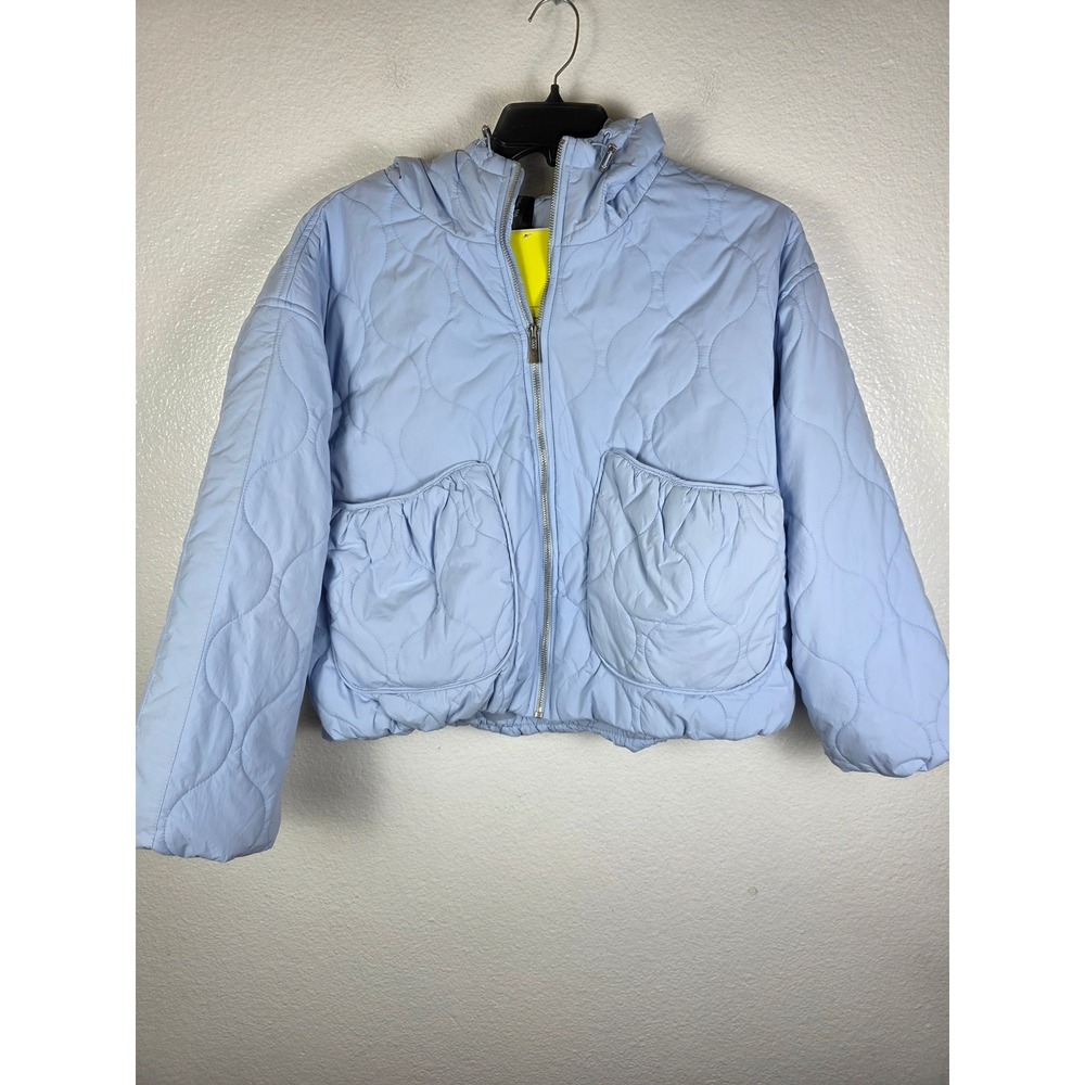 All in Motion Women Blue Quilted Mid-Weight Hooded Jacket Water Resistant L